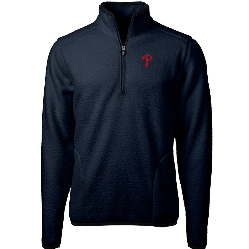 Philadelphia Phillies Cutter & Buck Cascade Eco Sherpa Fleece Quarter-Zip Pullover Jacket - Navy Jackets