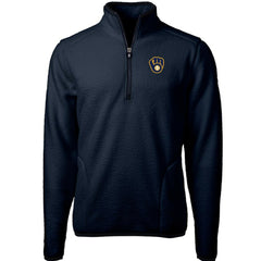 Milwaukee Brewers Cutter & Buck Cascade Eco Sherpa Fleece Quarter-Zip Pullover Jacket - Navy Jackets