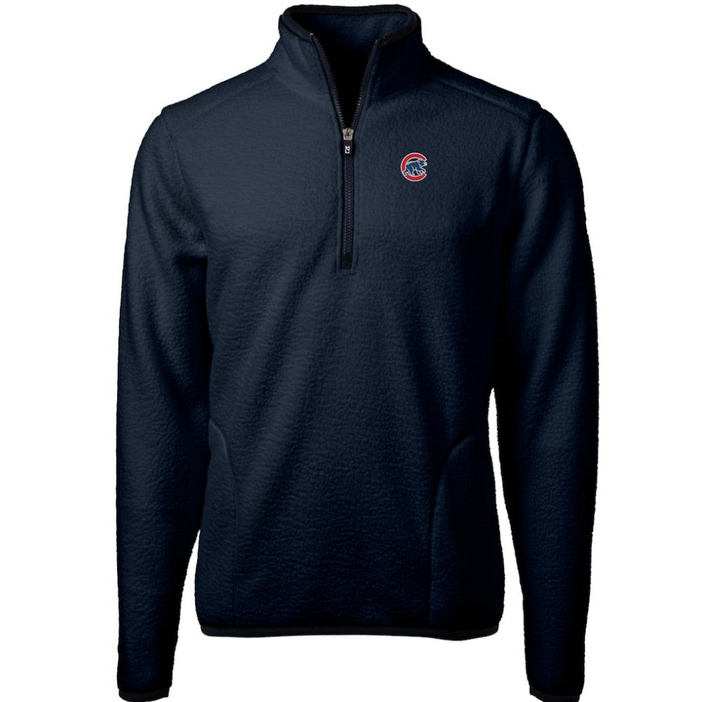 Chicago Cubs Cutter & Buck Cascade Eco Sherpa Fleece Quarter-Zip Pullover Jacket - Navy Jackets