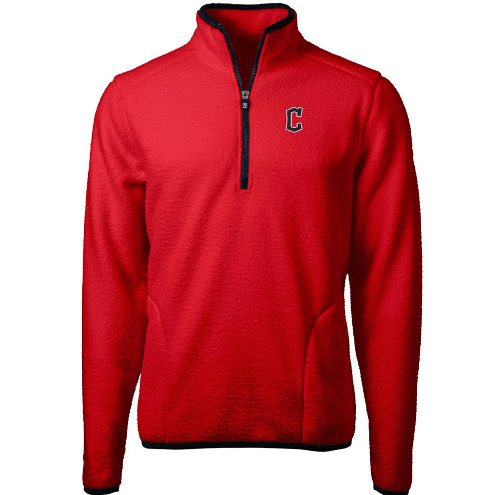 Cleveland Guardians Cutter & Buck Cascade Eco Sherpa Fleece Quarter-Zip Pullover Jacket - Red/Navy Jackets