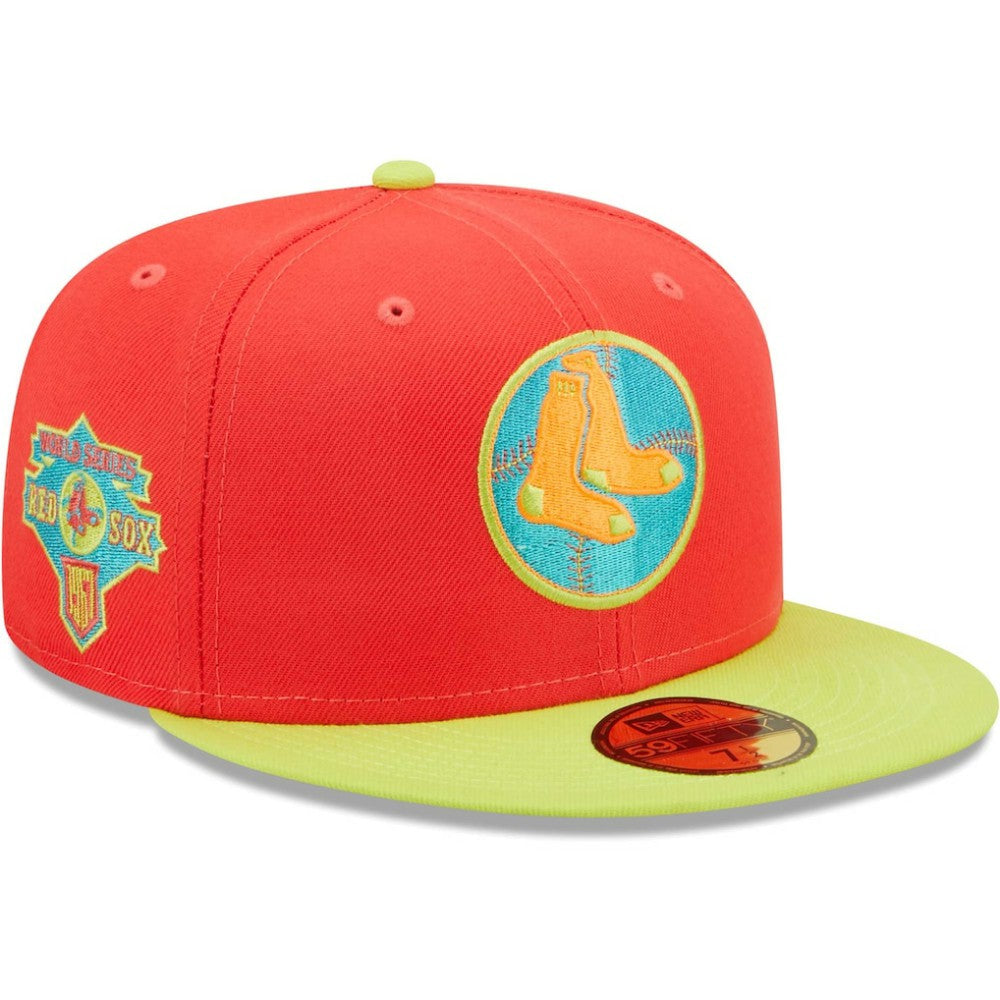 Boston Red Sox New Era   Lava Highlighter Combo 59FIFTY Fitted Hat - Red/Neon Green Hats