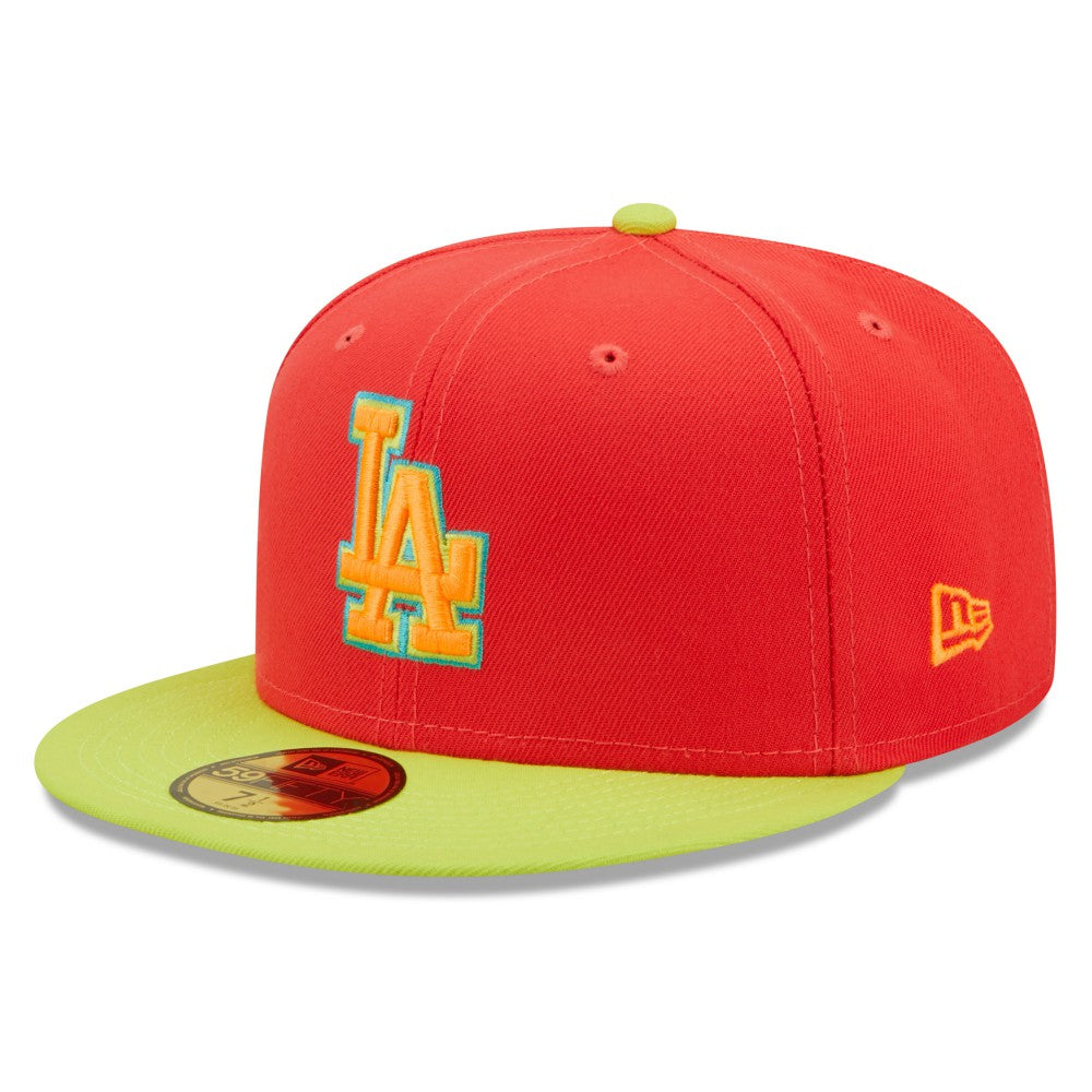Los Angeles Dodgers New Era 1978 World Series  Lava Highlighter Combo 59FIFTY Fitted Hat - Red/Neon Green Hats