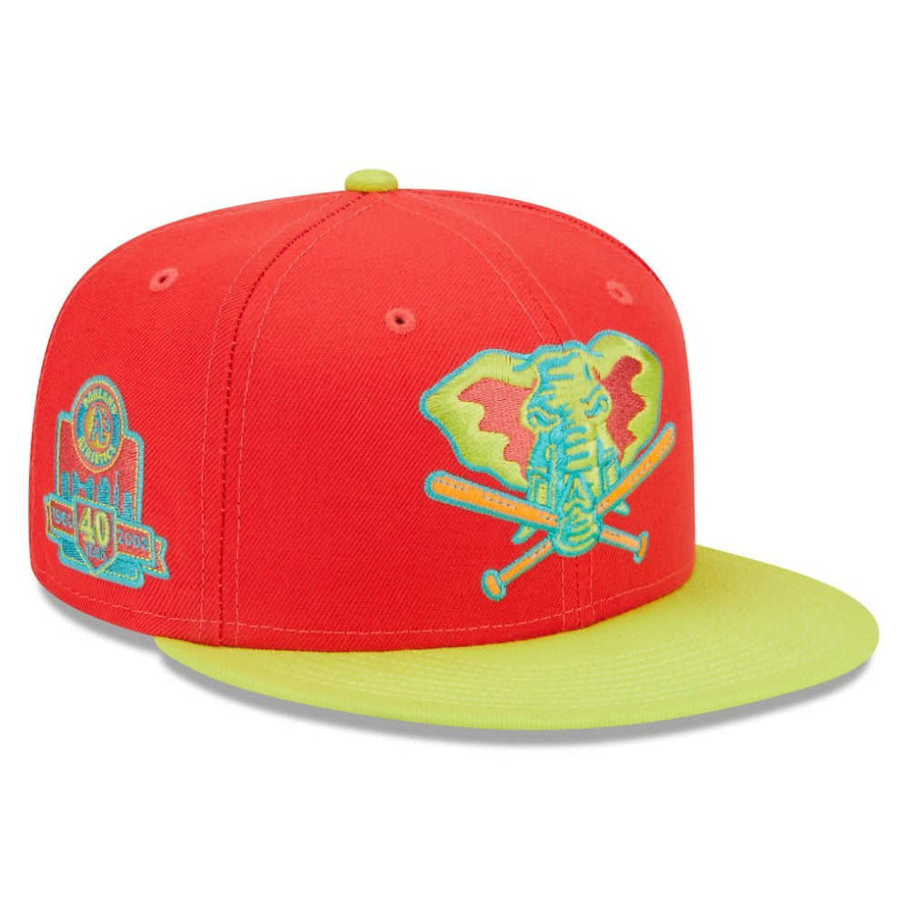 Athletics New Era 40th Anniversary Lava Highlighter Combo 59FIFTY Fitted Hat - Red/Neon Green Hats