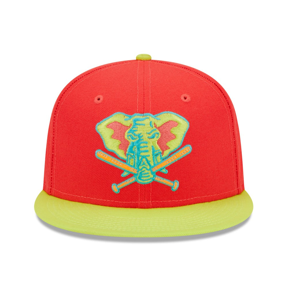 Athletics New Era 40th Anniversary Lava Highlighter Combo 59FIFTY Fitted Hat - Red/Neon Green Hats