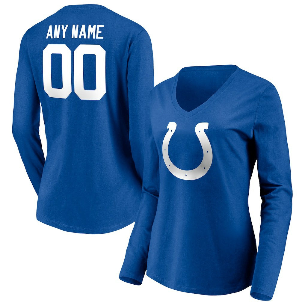 Indianapolis Colts Women's Team Authentic Personalized Name & Number Long Sleeve V-Neck T-Shirt Royal