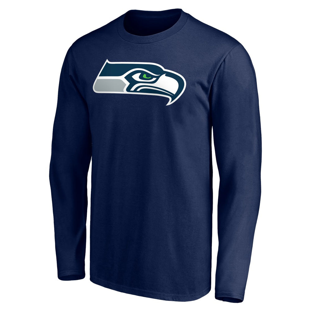 Seattle Seahawks Team Authentic Personalized Name & Number Long Sleeve T-Shirt College Navy