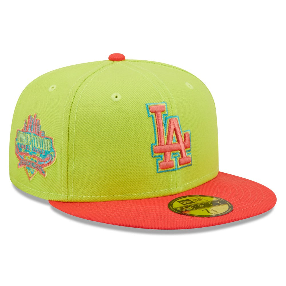 Los Angeles Dodgers New Era Cyber Highlighter 59FIFTY Fitted Hat - Green/Red Hats