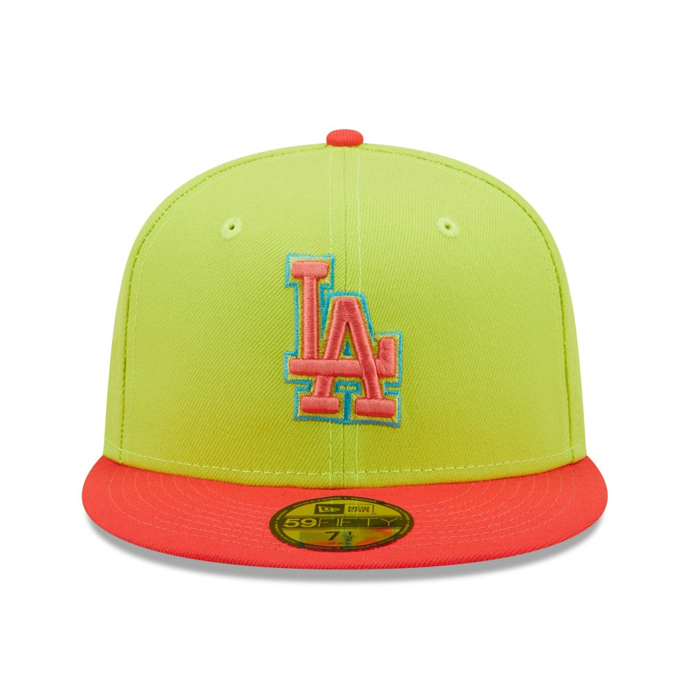 Los Angeles Dodgers New Era Cyber Highlighter 59FIFTY Fitted Hat - Green/Red Hats