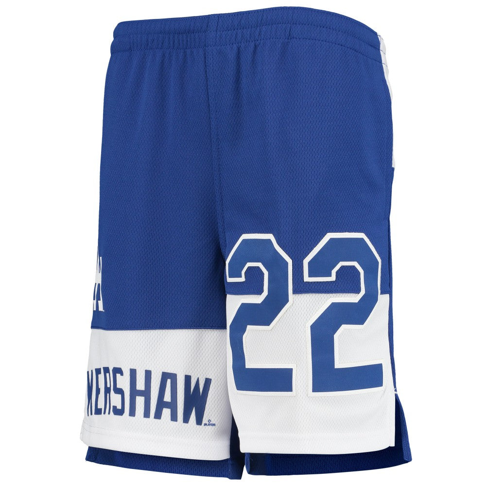 Clayton Kershaw Los Angeles Dodgers Youth Pandemonium Name & Number Shorts - Royal Shorts