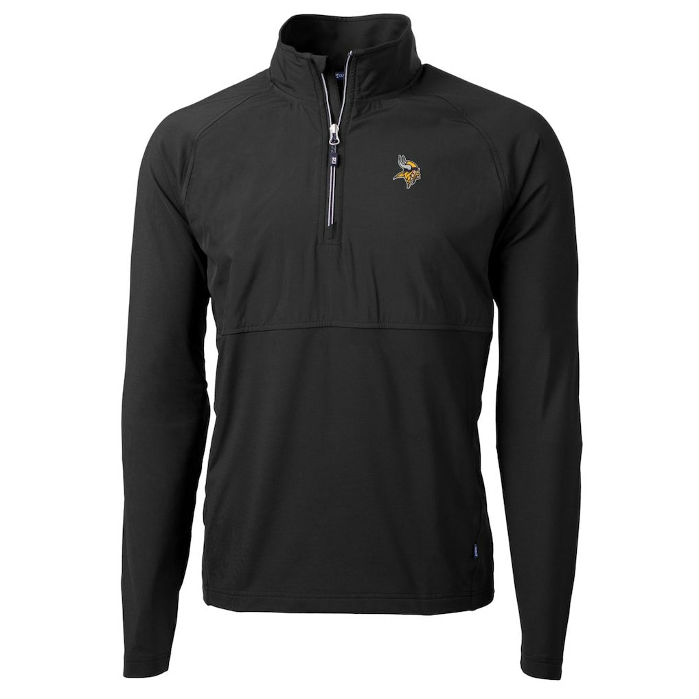Minnesota Vikings Cutter & Buck Adapt Eco Knit Hybrid Recycled Quarter-Zip Raglan Jacket Black