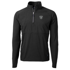 Las Vegas Raiders Cutter & Buck Adapt Eco Knit Hybrid Recycled Quarter-Zip Raglan Jacket Black