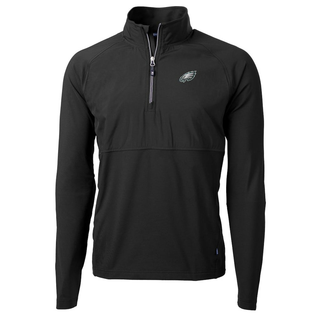 Philadelphia Eagles Cutter & Buck Adapt Eco Knit Hybrid Recycled Quarter-Zip Raglan Jacket Black