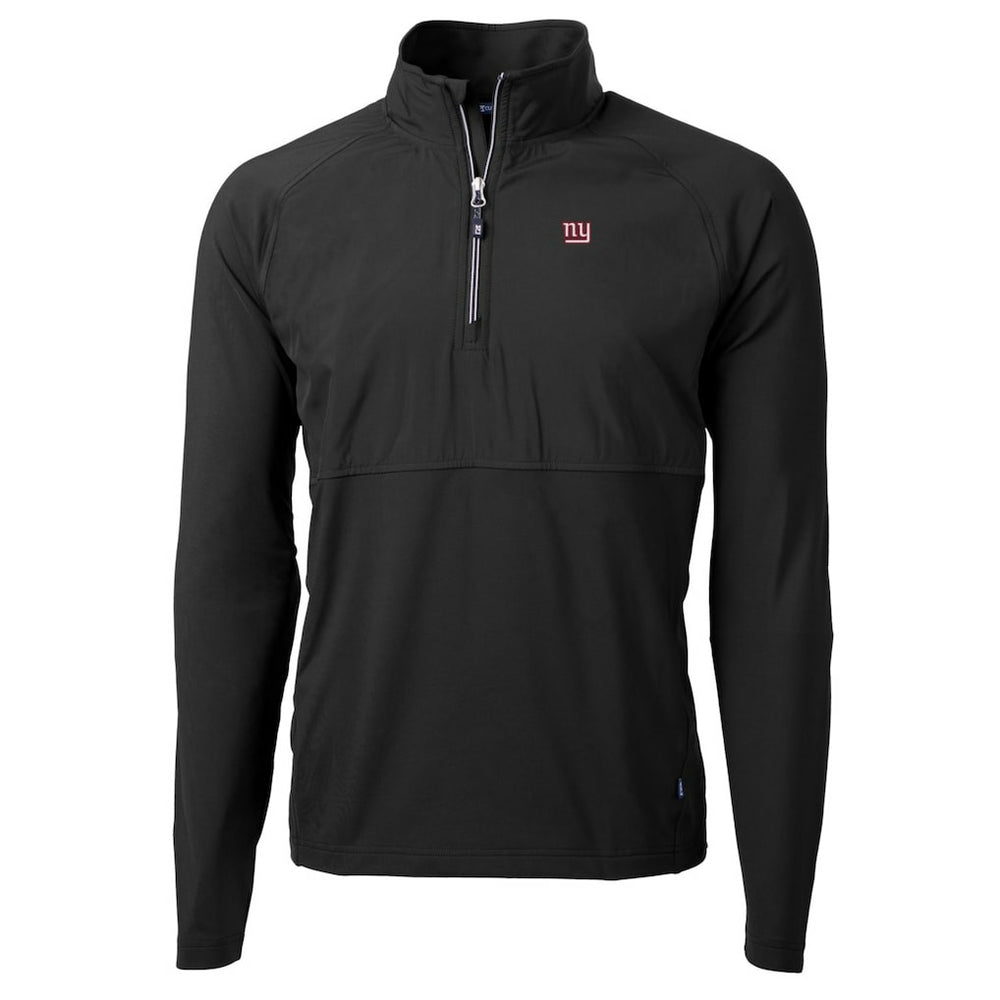 New York Giants Cutter & Buck Adapt Eco Knit Hybrid Recycled Quarter-Zip Raglan Jacket Black