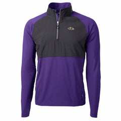 Baltimore Ravens Cutter & Buck Adapt Eco Knit Hybrid Recycled Quarter-Zip Raglan Jacket Black/Purple