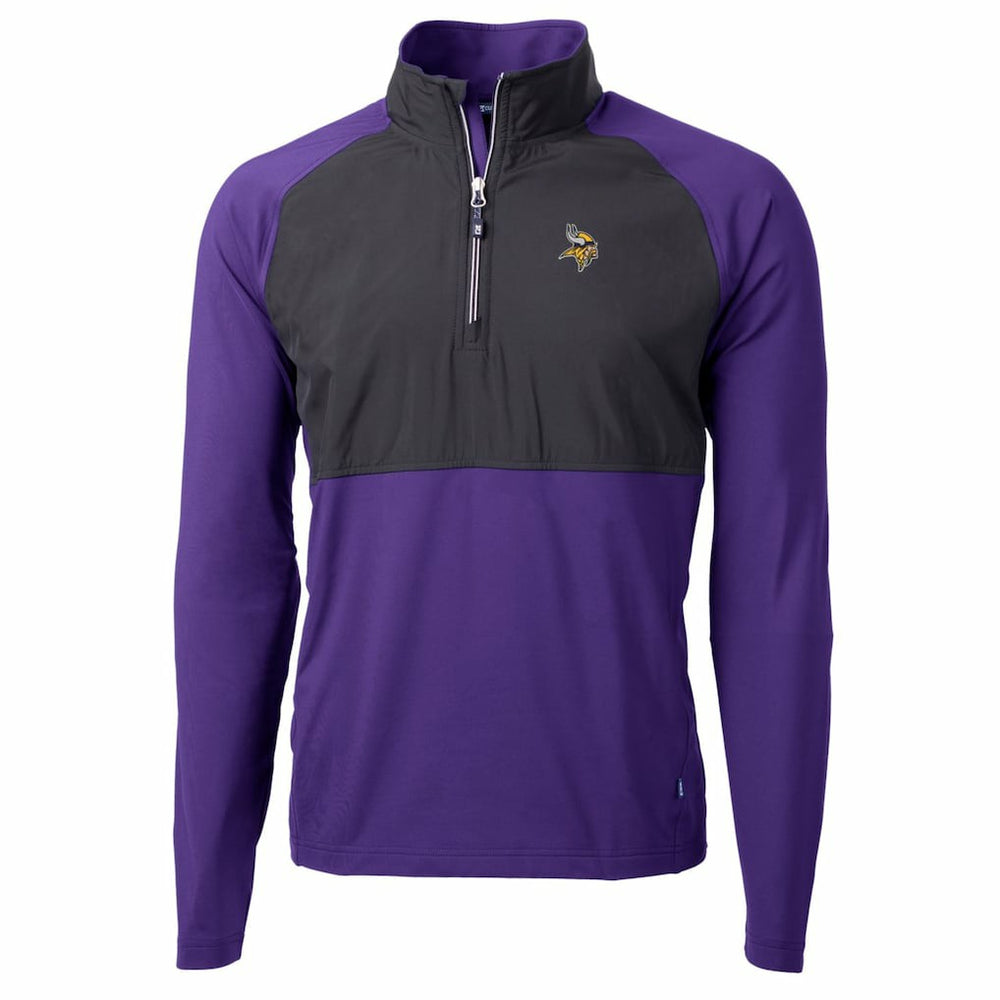 Minnesota Vikings Cutter & Buck Adapt Eco Knit Hybrid Recycled Quarter-Zip Raglan Jacket Black/Purple