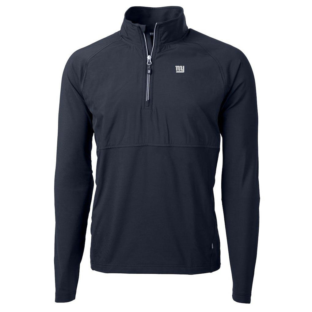 New York Giants Cutter & Buck Adapt Eco Knit Hybrid Recycled Quarter-Zip Raglan Jacket Navy