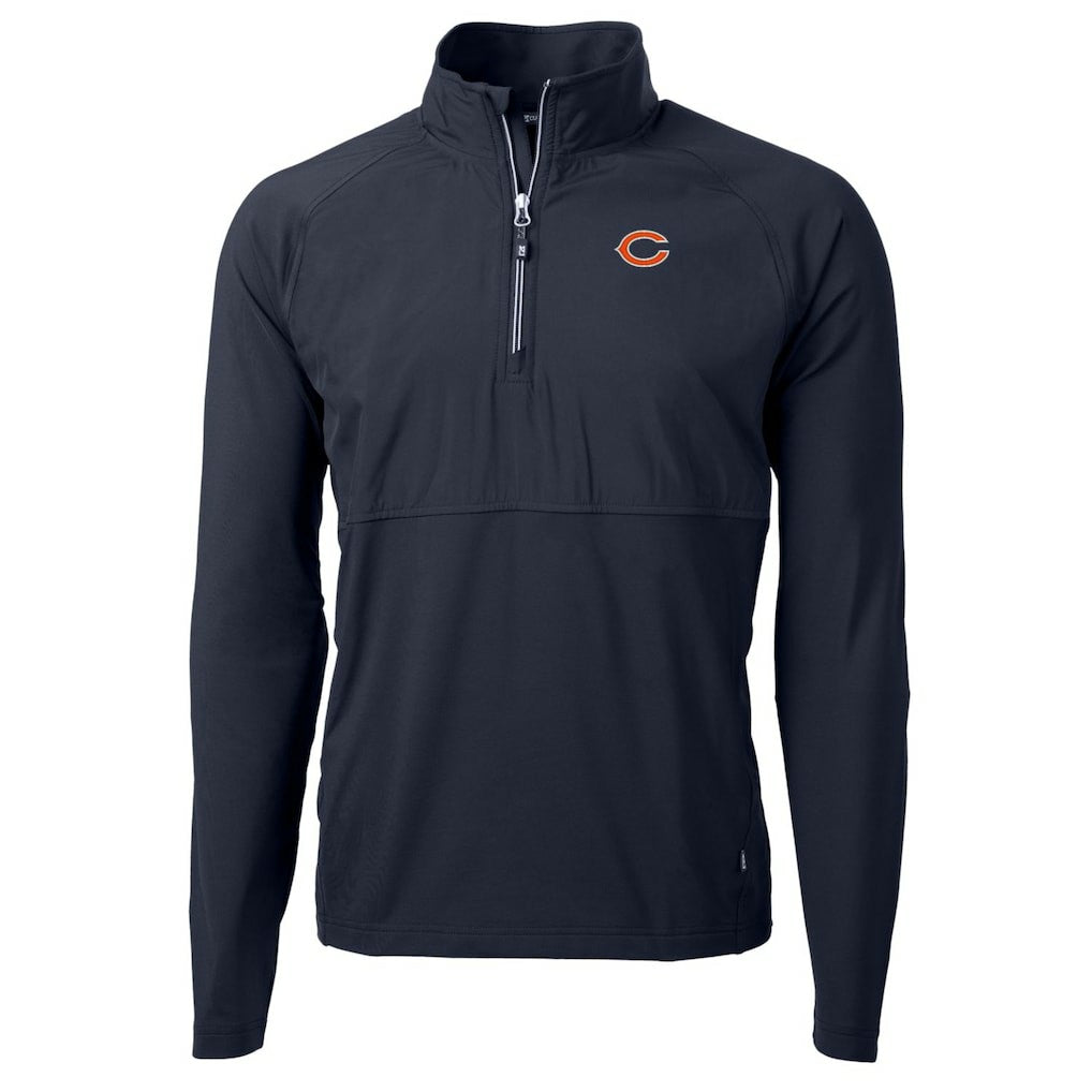 Chicago Bears Cutter & Buck Adapt Eco Knit Hybrid Recycled Quarter-Zip Raglan Jacket Navy