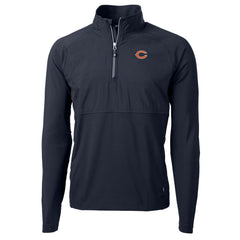 Chicago Bears Cutter & Buck Adapt Eco Knit Hybrid Recycled Quarter-Zip Raglan Jacket Navy