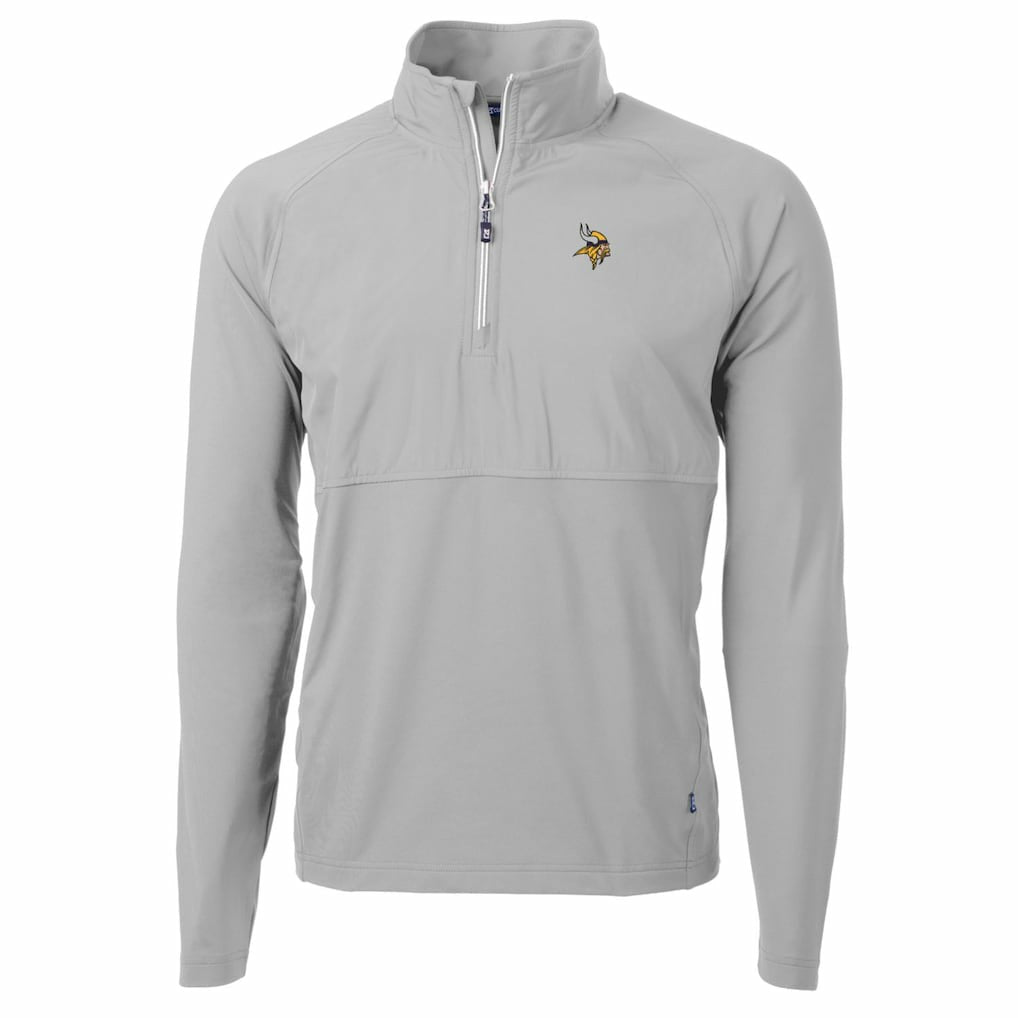 Minnesota Vikings Cutter & Buck Adapt Eco Knit Hybrid Recycled Quarter-Zip Raglan Jacket Gray