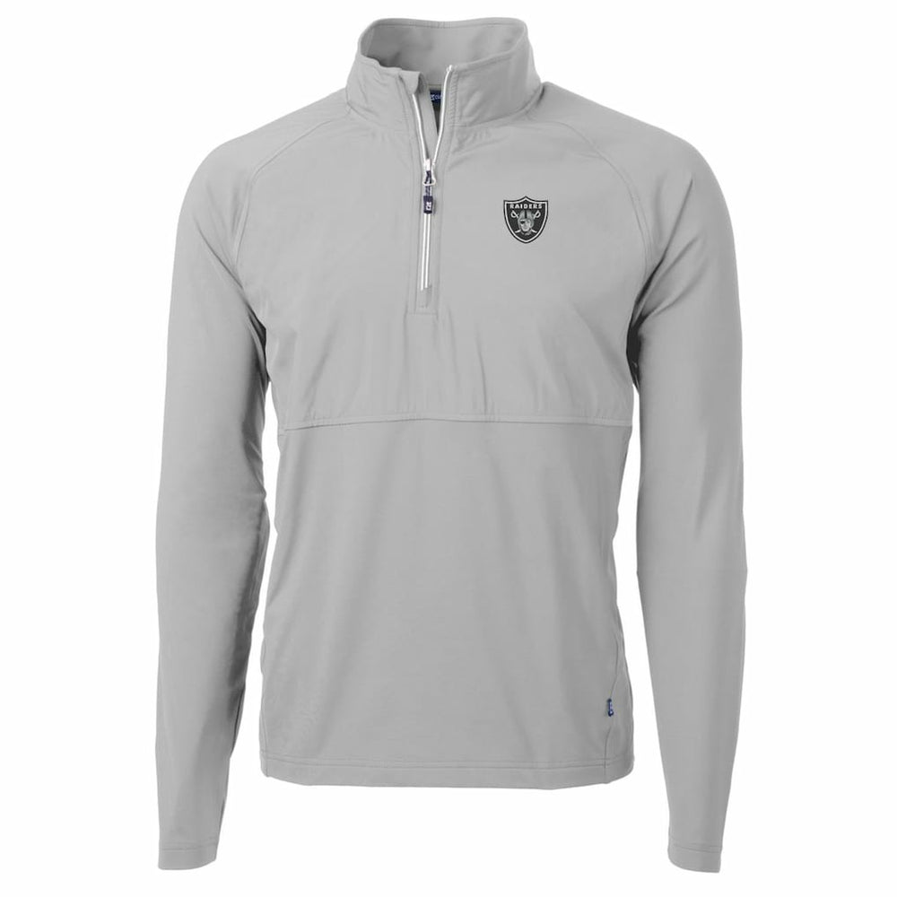 Las Vegas Raiders Cutter & Buck Adapt Eco Knit Hybrid Recycled Quarter-Zip Raglan Jacket Gray