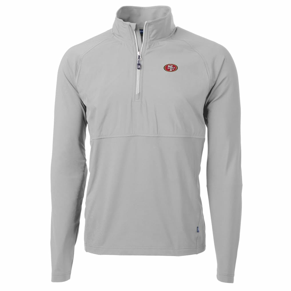 San Francisco 49ers Cutter & Buck Adapt Eco Knit Hybrid Recycled Quarter-Zip Raglan Jacket Gray