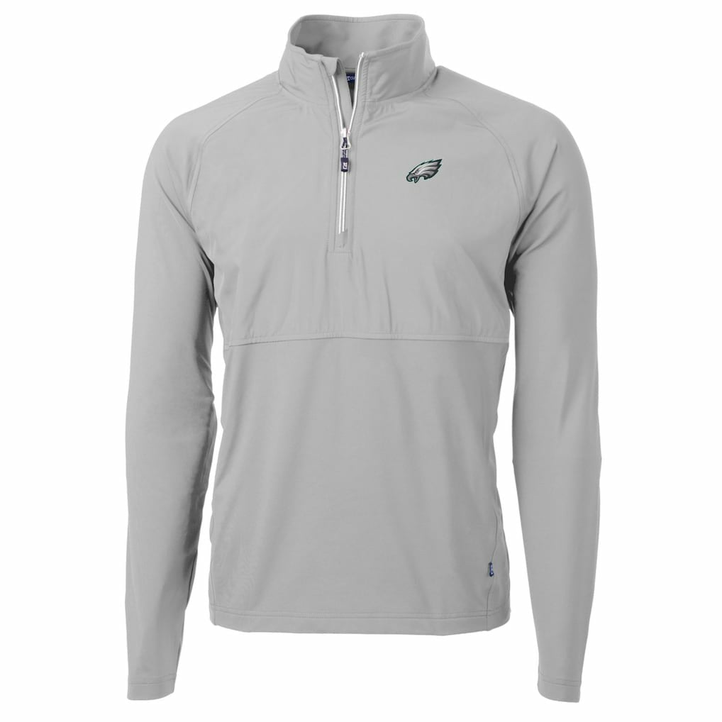 Philadelphia Eagles Cutter & Buck Adapt Eco Knit Hybrid Recycled Quarter-Zip Raglan Jacket Gray