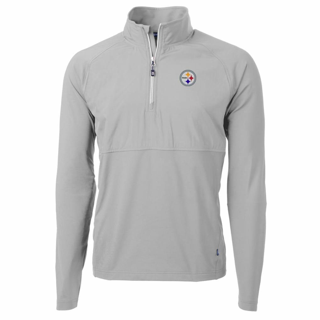 Pittsburgh Steelers Cutter & Buck Adapt Eco Knit Hybrid Recycled Quarter-Zip Raglan Jacket Gray