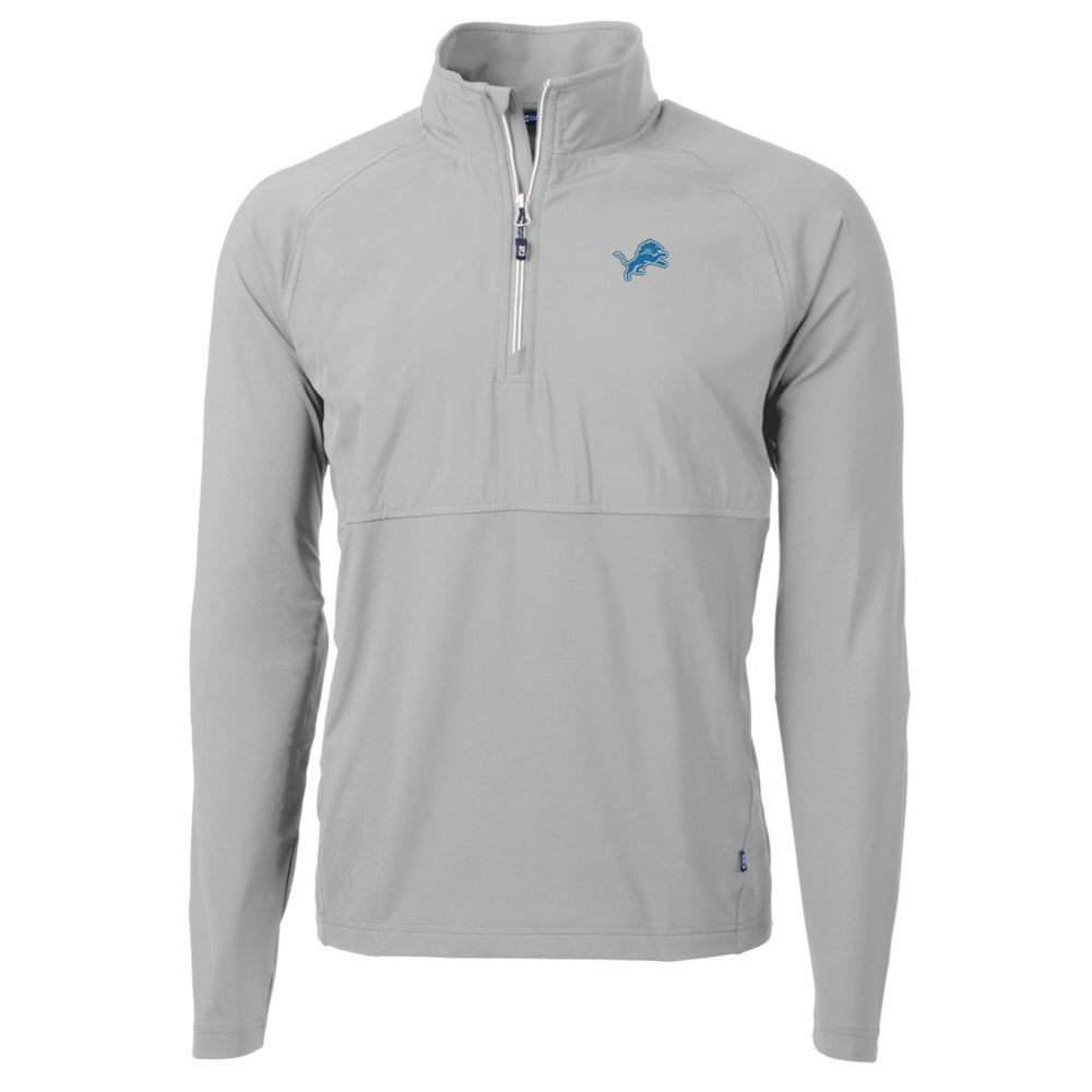 Detroit Lions Cutter & Buck Adapt Eco Knit Hybrid Recycled Quarter-Zip Raglan Jacket Gray