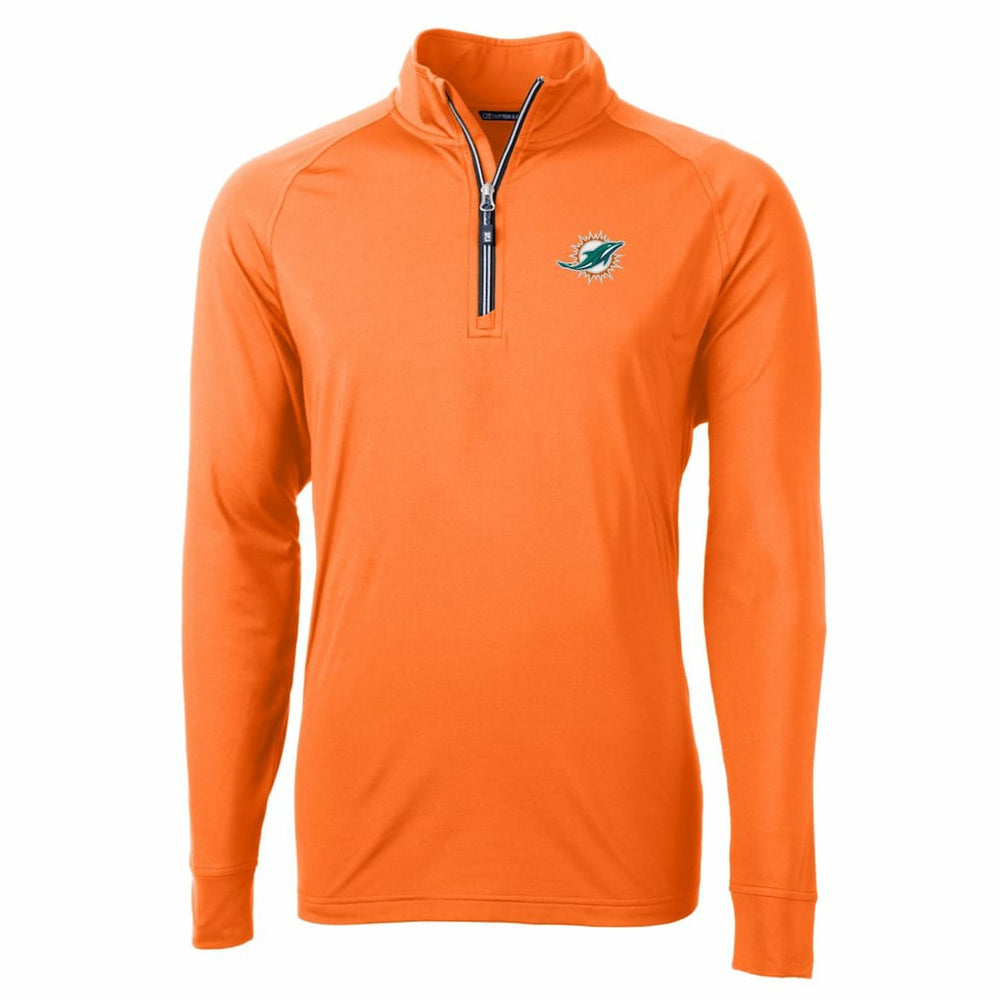 Miami Dolphins Cutter & Buck Adapt Eco Knit Stretch Recycled Quarter-Zip Jacket Orange