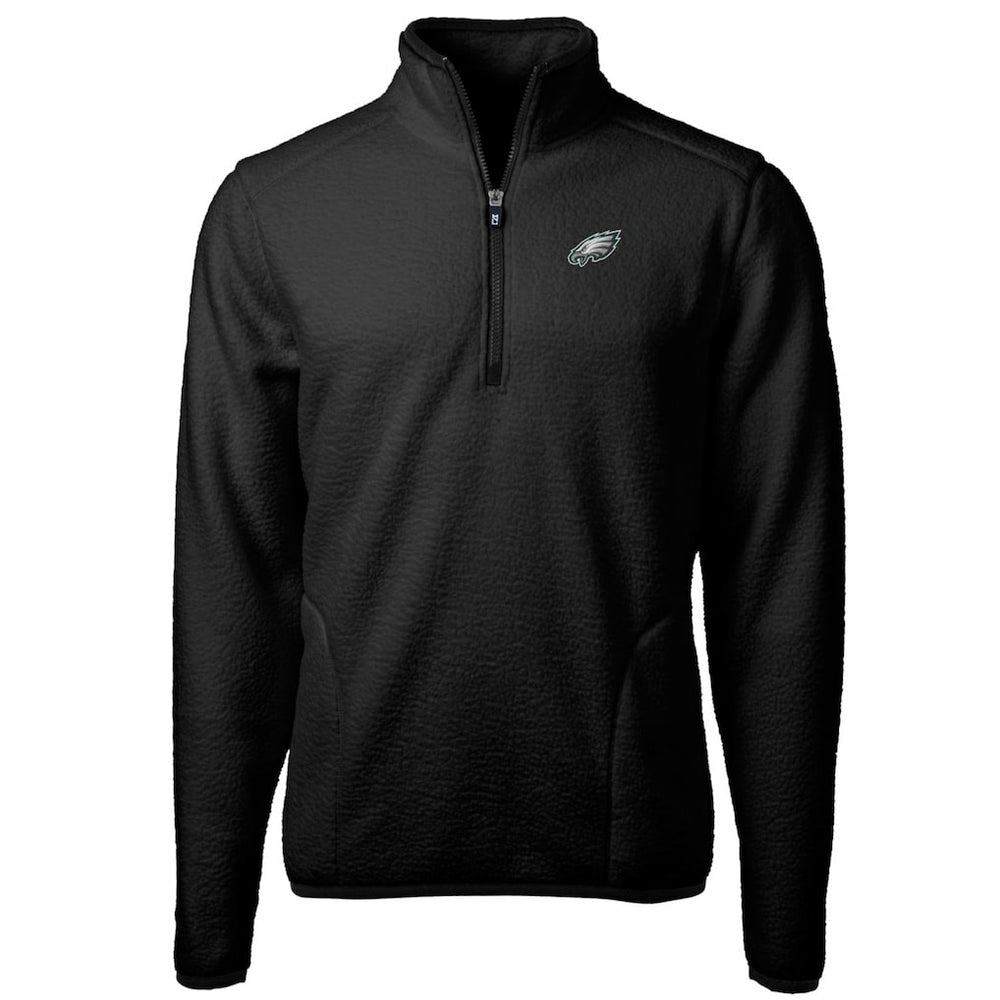 Philadelphia Eagles Cutter & Buck Cascade Eco Sherpa Fleece Quarter-Zip Pullover Jacket Black