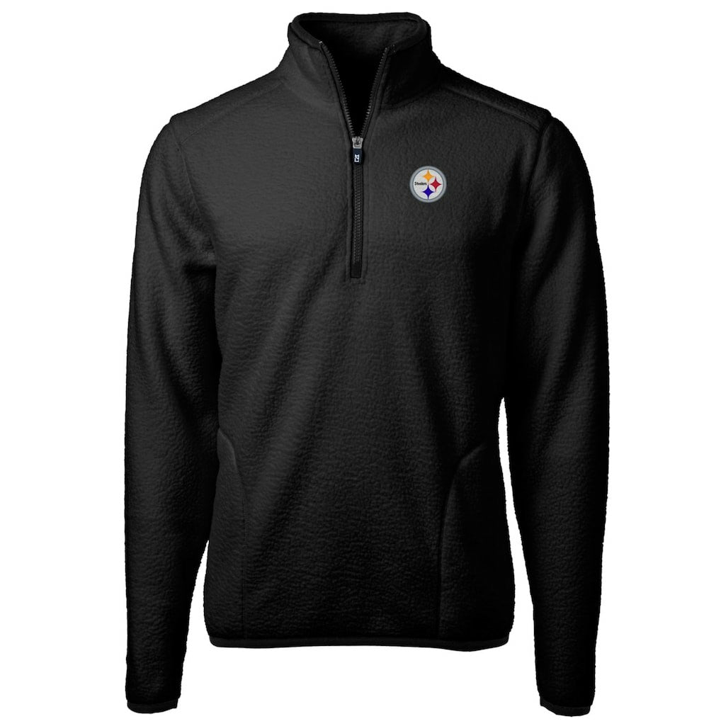 Pittsburgh Steelers Cutter & Buck Cascade Eco Sherpa Fleece Quarter-Zip Pullover Jacket Black