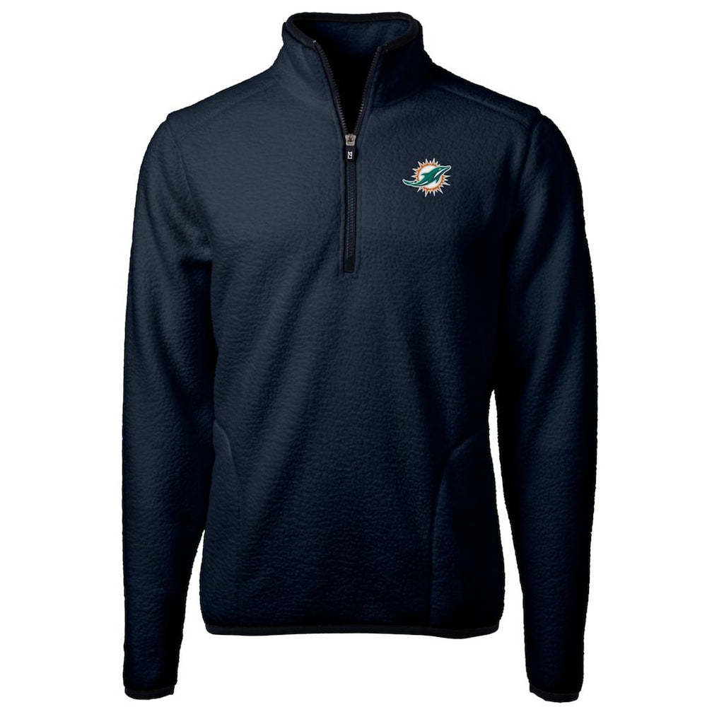 Miami Dolphins Cutter & Buck Cascade Eco Sherpa Fleece Quarter-Zip Pullover Jacket Navy