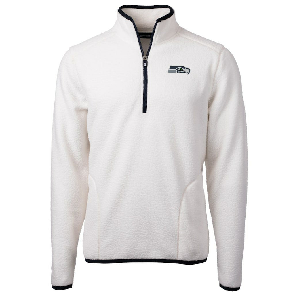 Seattle Seahawks Cutter & Buck Cascade Eco Sherpa Fleece Quarter-Zip Pullover Jacket White