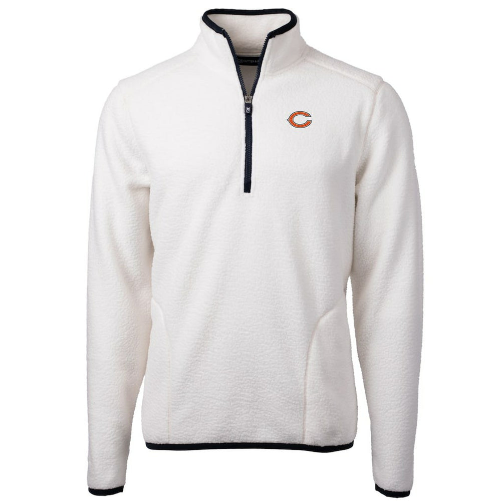 Chicago Bears Cutter & Buck Cascade Eco Sherpa Fleece Quarter-Zip Pullover Jacket White
