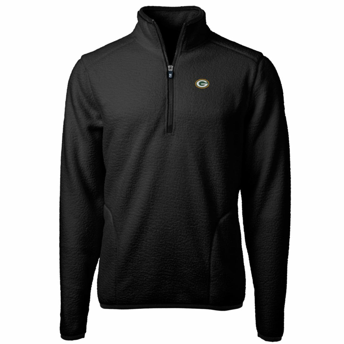 Green Bay Packers Cutter & Buck Big & Tall Cascade Eco Sherpa Fleece Quarter-Zip Pullover Jacket Black