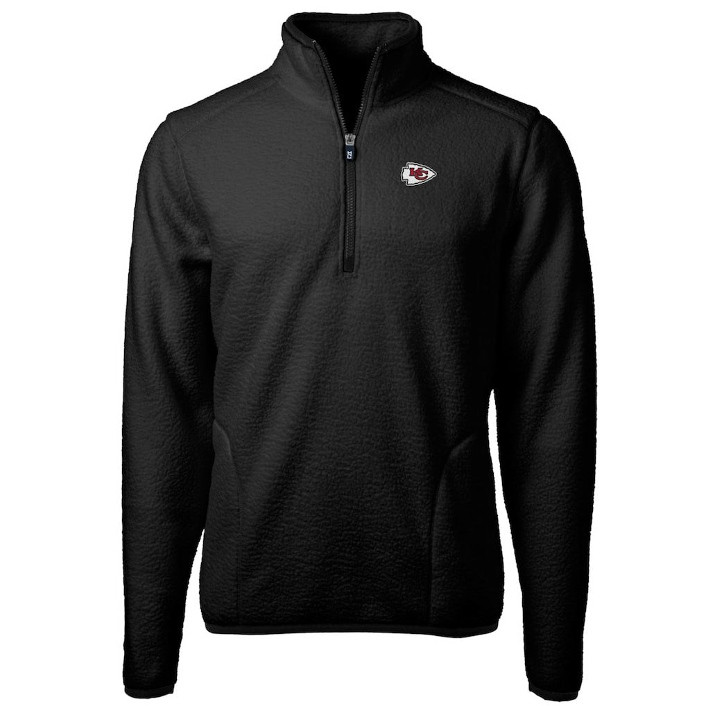 Kansas City Chiefs Cutter & Buck Big & Tall Cascade Eco Sherpa Fleece Quarter-Zip Pullover Jacket Black