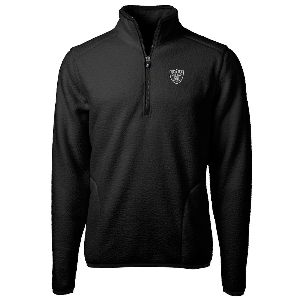 Las Vegas Raiders Cutter & Buck Big & Tall Cascade Eco Sherpa Fleece Quarter-Zip Pullover Jacket Black