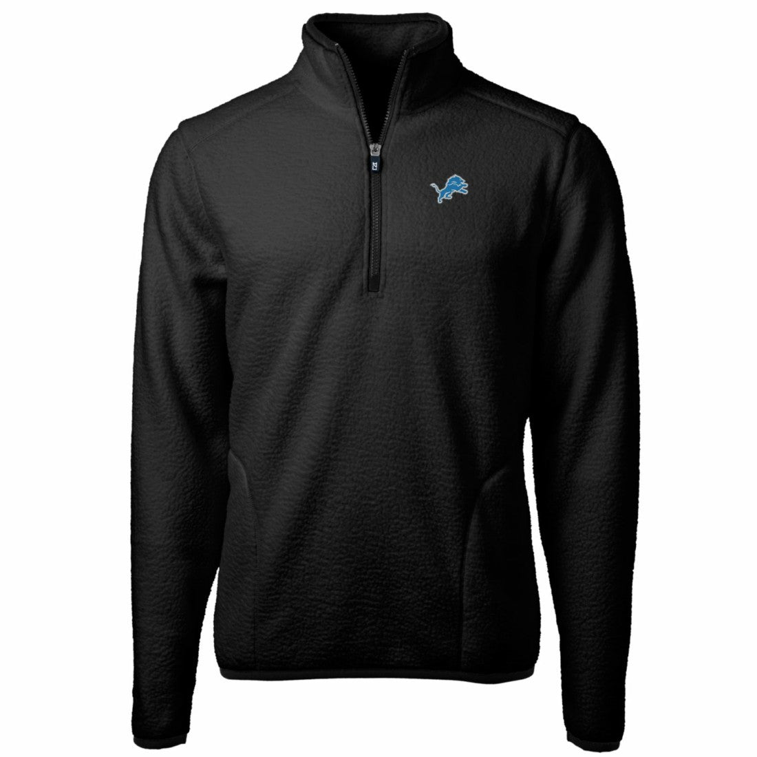 Detroit Lions Cutter & Buck Big & Tall Cascade Eco Sherpa Fleece Quarter-Zip Pullover Jacket Black