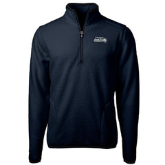 Seattle Seahawks Cutter & Buck Big & Tall Cascade Eco Sherpa Fleece Quarter-Zip Pullover Jacket Navy