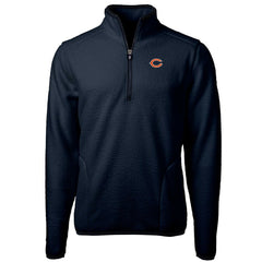 Chicago Bears Cutter & Buck Big & Tall Cascade Eco Sherpa Fleece Quarter-Zip Pullover Jacket Navy