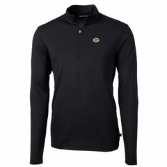 Green Bay Packers Cutter & Buck Big & Tall Virtue Eco Pique Quarter-Zip Pullover Jacket Black