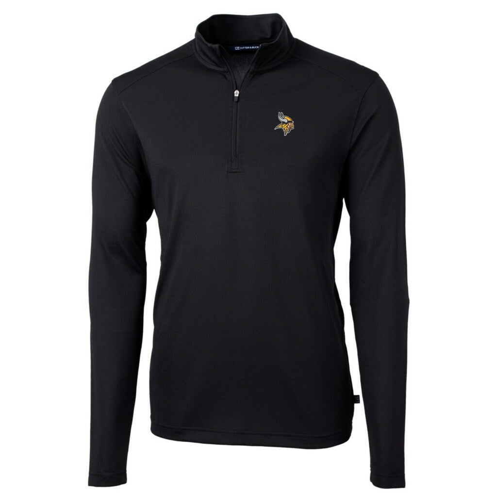 Minnesota Vikings Cutter & Buck Big & Tall Virtue Eco Pique Quarter-Zip Pullover Jacket Black