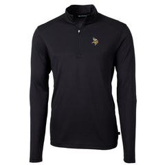 Minnesota Vikings Cutter & Buck Big & Tall Virtue Eco Pique Quarter-Zip Pullover Jacket Black