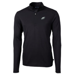 Philadelphia Eagles Cutter & Buck Big & Tall Virtue Eco Pique Quarter-Zip Pullover Jacket Black