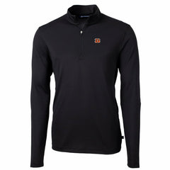Cincinnati Bengals Cutter & Buck Big & Tall Virtue Eco Pique Quarter-Zip Pullover Jacket Black