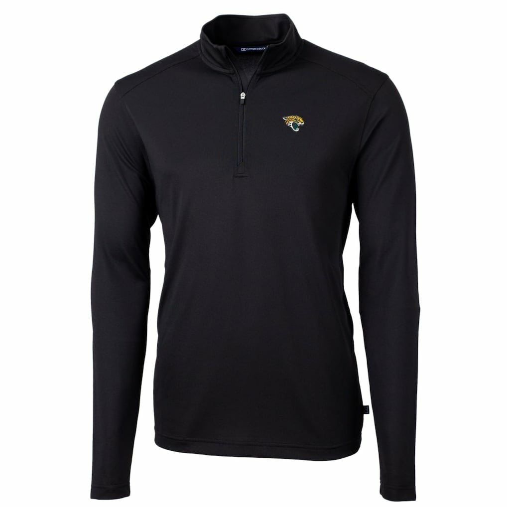 Jacksonville Jaguars Cutter & Buck Big & Tall Virtue Eco Pique Quarter-Zip Pullover Jacket Black