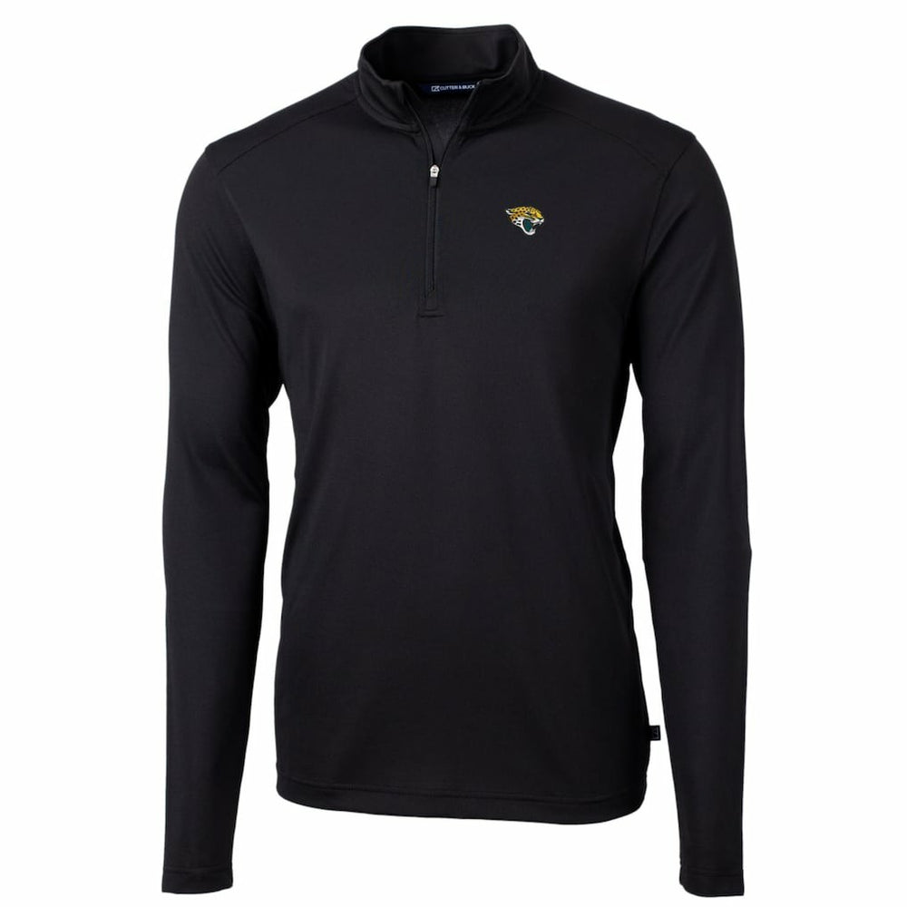 Jacksonville Jaguars Cutter & Buck Big & Tall Virtue Eco Pique Quarter-Zip Pullover Jacket Black