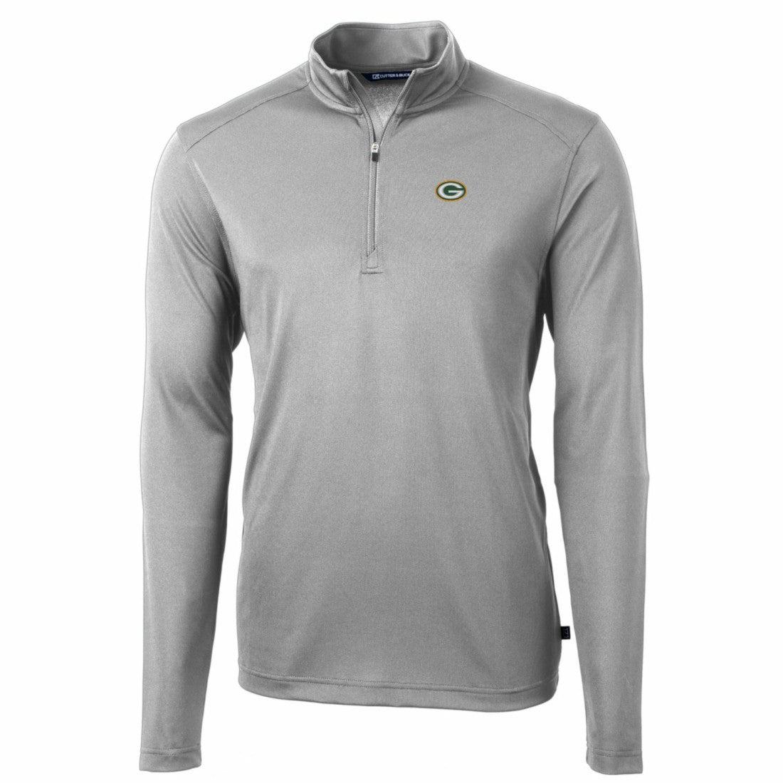 Green Bay Packers Cutter & Buck Big & Tall Virtue Eco Pique Quarter-Zip Pullover Jacket Gray