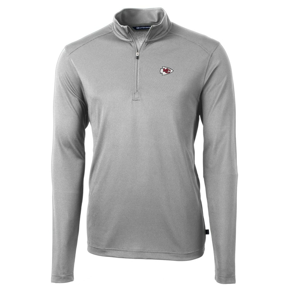 Kansas City Chiefs Cutter & Buck Big & Tall Virtue Eco Pique Quarter-Zip Pullover Jacket Gray