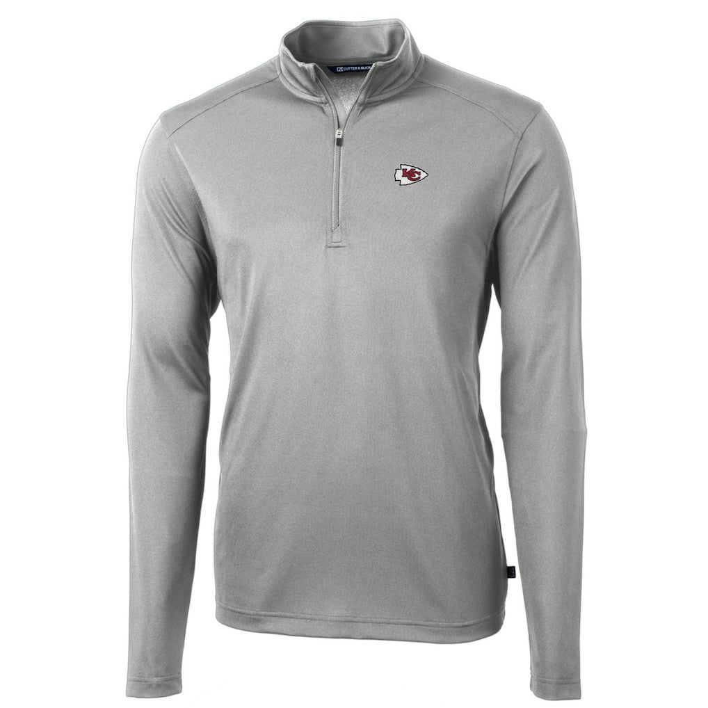 Kansas City Chiefs Cutter & Buck Big & Tall Virtue Eco Pique Quarter-Zip Pullover Jacket Gray